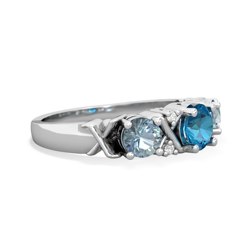 London Topaz Hugs And Kisses 14K White Gold ring R5016