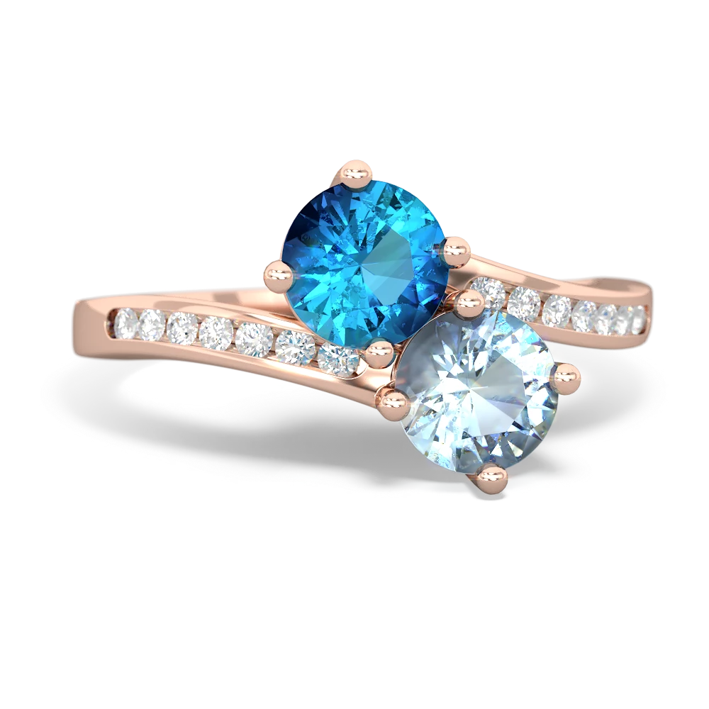 London Topaz Channel Set Two Stone 14K Rose Gold ring R5303