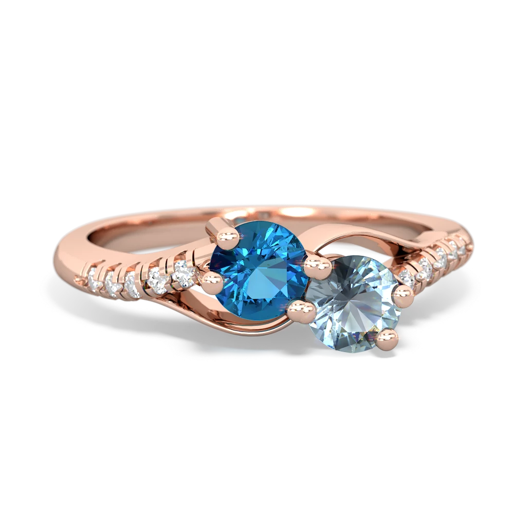 London Topaz Infinity Pave Two Stone 14K Rose Gold ring R5285