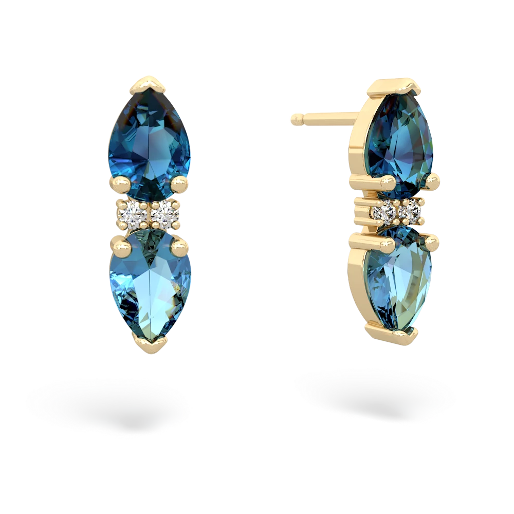 London Topaz Bowtie Drop 14K Yellow Gold earrings E0865