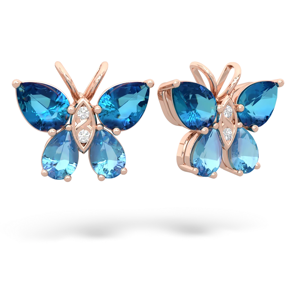 London Topaz Butterfly 14K Rose Gold earrings E2215