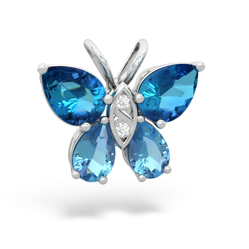 London Topaz Butterfly 14K White Gold pendant P2215