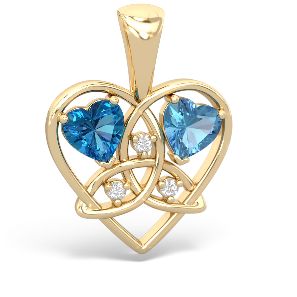 London Topaz Celtic Trinity Heart 14K Yellow Gold pendant P5331