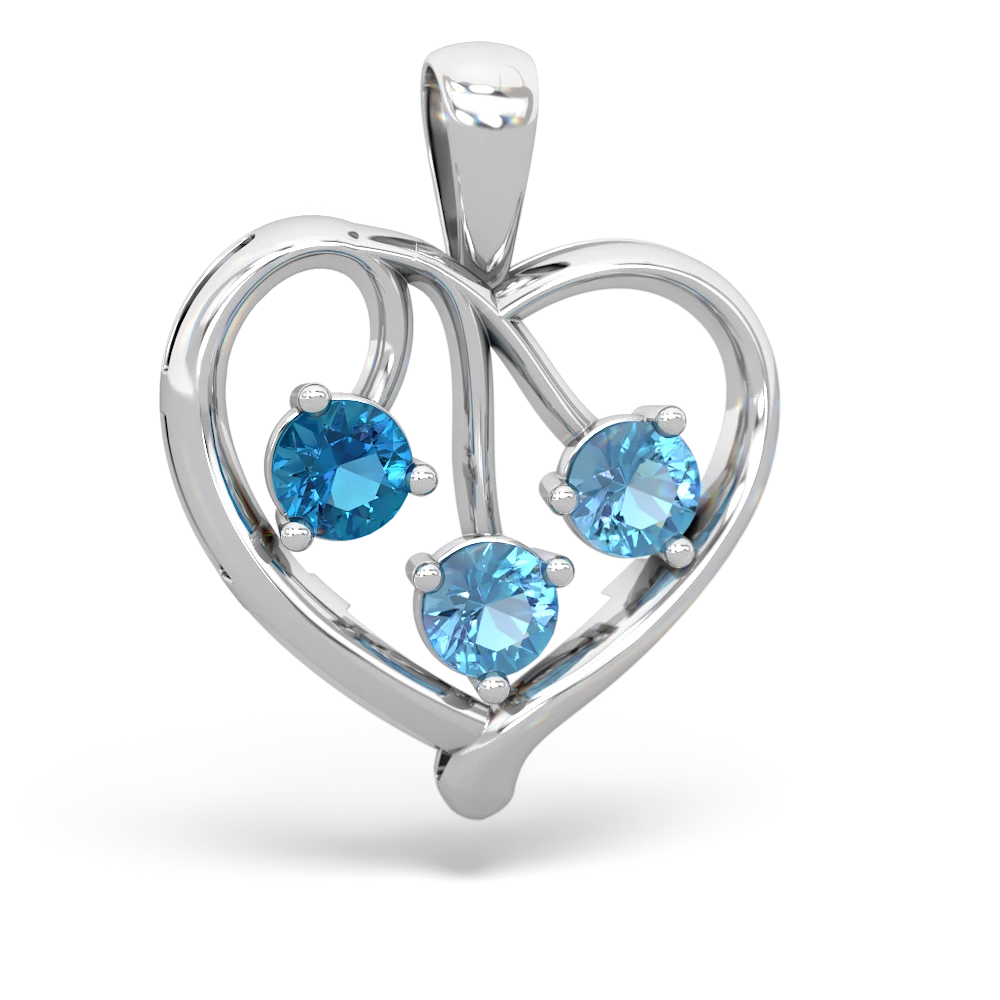 London Topaz Glowing Heart 14K White Gold pendant P2233