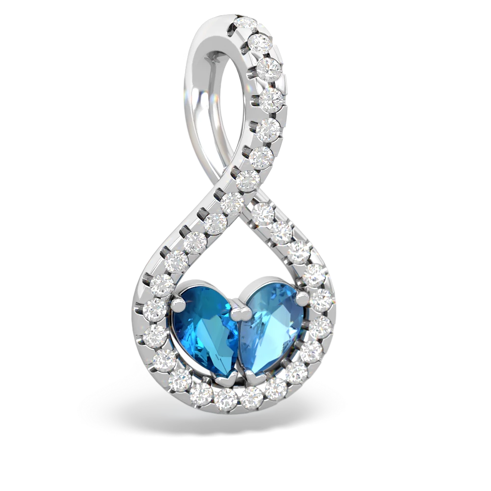 London Topaz Pave Twist 'One Heart' 14K White Gold pendant P5360