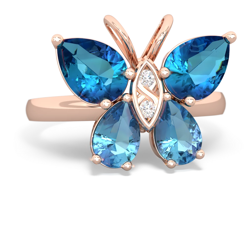 London Topaz Butterfly 14K Rose Gold ring R2215