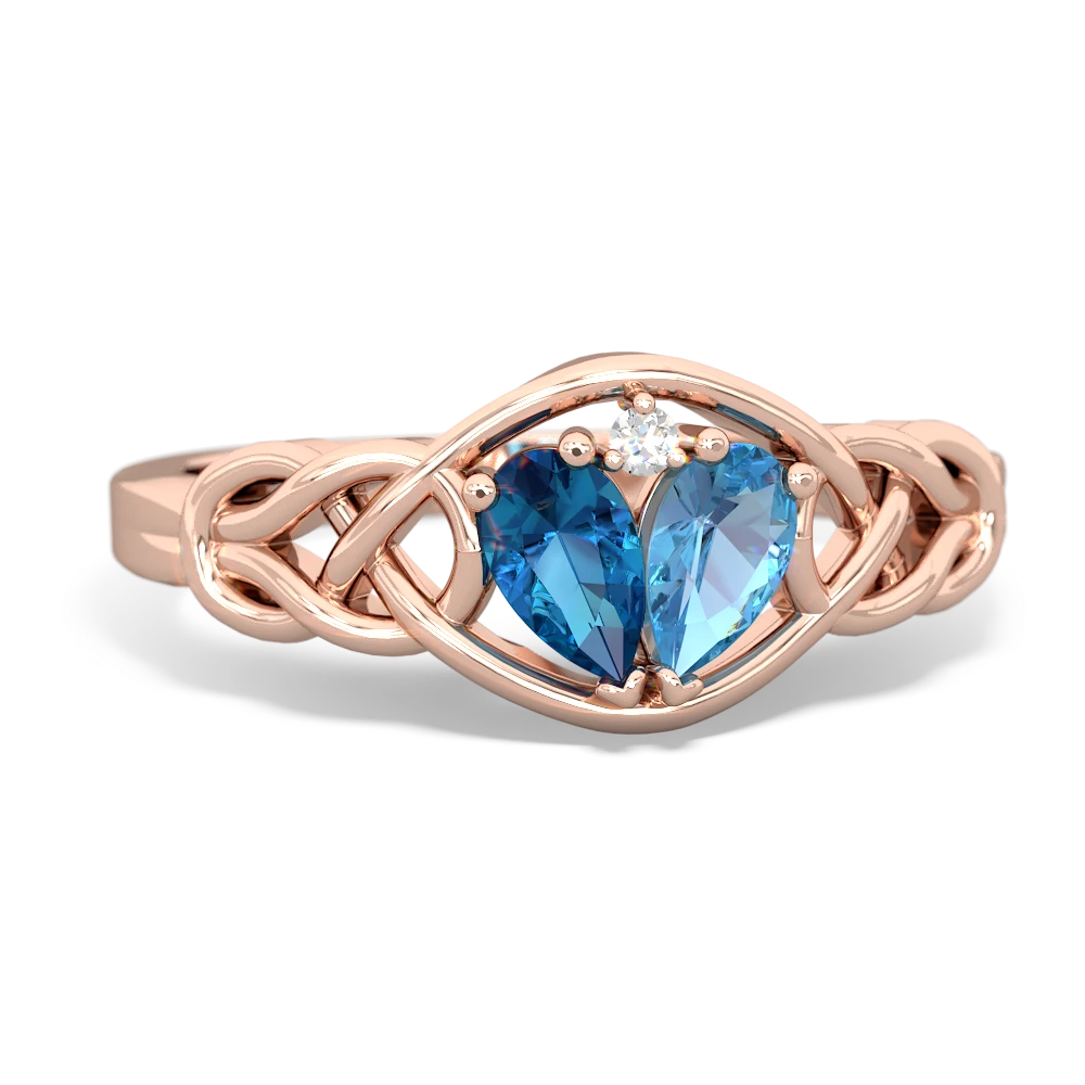 London Topaz Celtic Love Knot 14K Rose Gold ring R5420