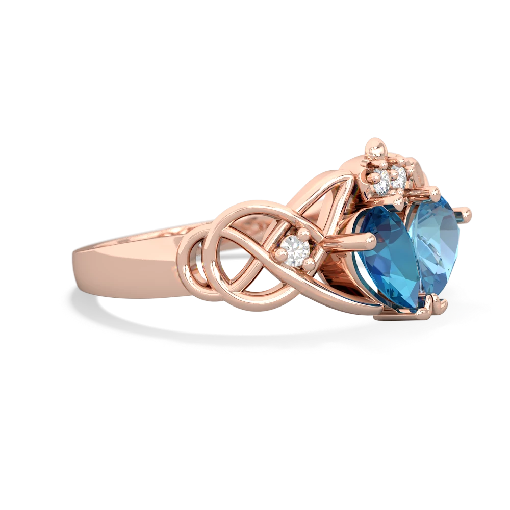 London Topaz 'One Heart' Celtic Knot Claddagh 14K Rose Gold ring R5322