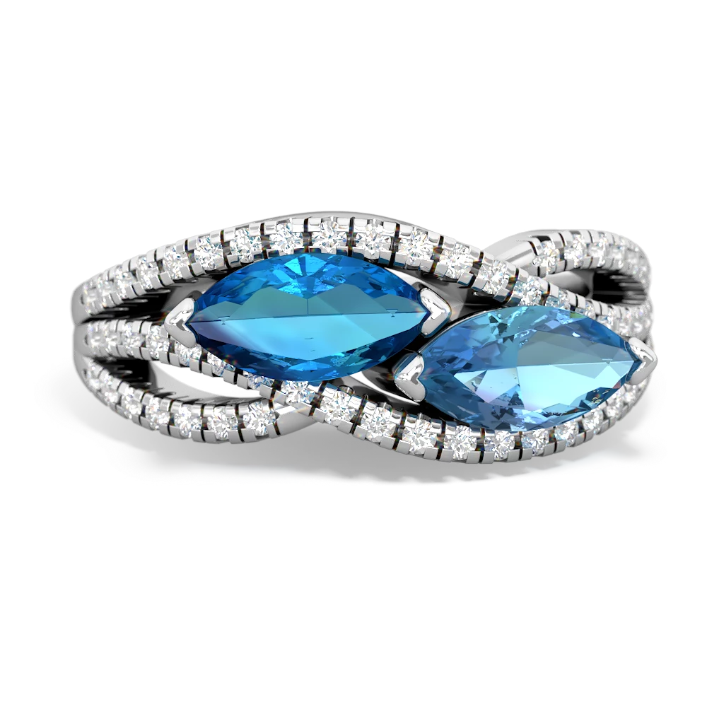 London Topaz Diamond Rivers 14K White Gold ring R3070