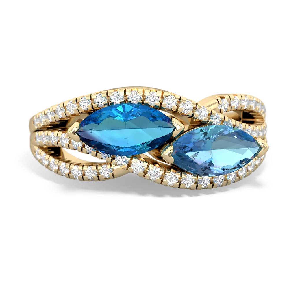 London Topaz Diamond Rivers 14K Yellow Gold ring R3070