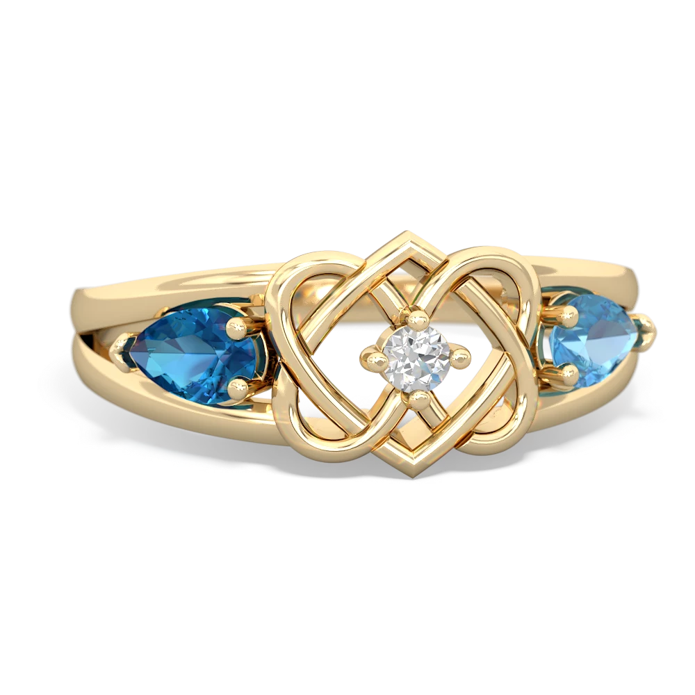 London Topaz Hearts Intertwined 14K Yellow Gold ring R5880