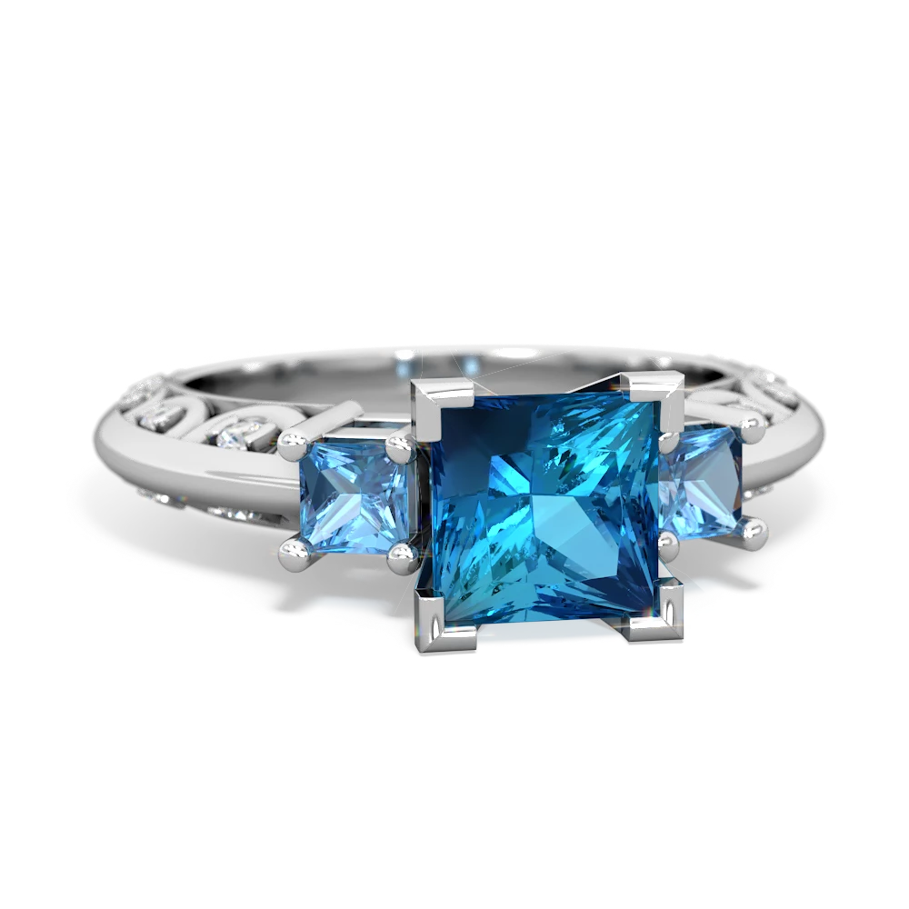 London Topaz Eternal Embrace Engagement 14K White Gold ring C2001