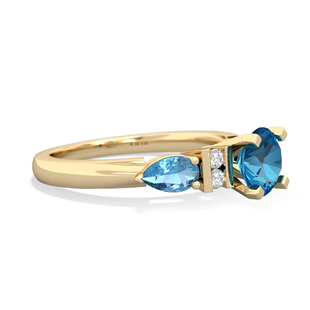 London Topaz 6Mm Round Eternal Embrace Engagement 14K Yellow Gold ring R2005