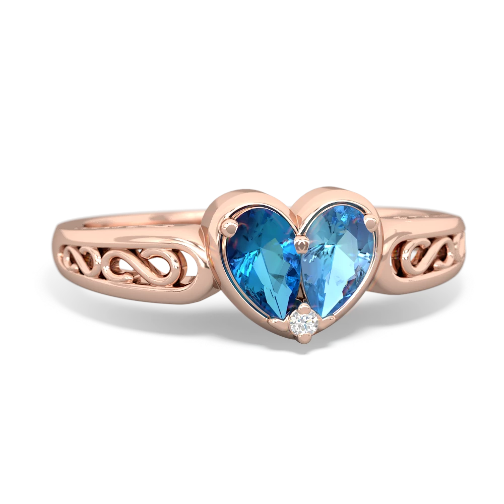 London Topaz Filligree 'One Heart' 14K Rose Gold ring R5070