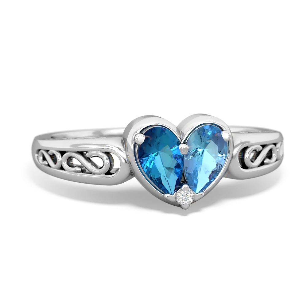 London Topaz Filligree 'One Heart' 14K White Gold ring R5070