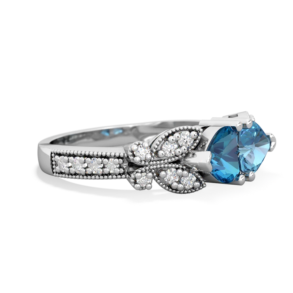 London Topaz Diamond Butterflies 14K White Gold ring R5601