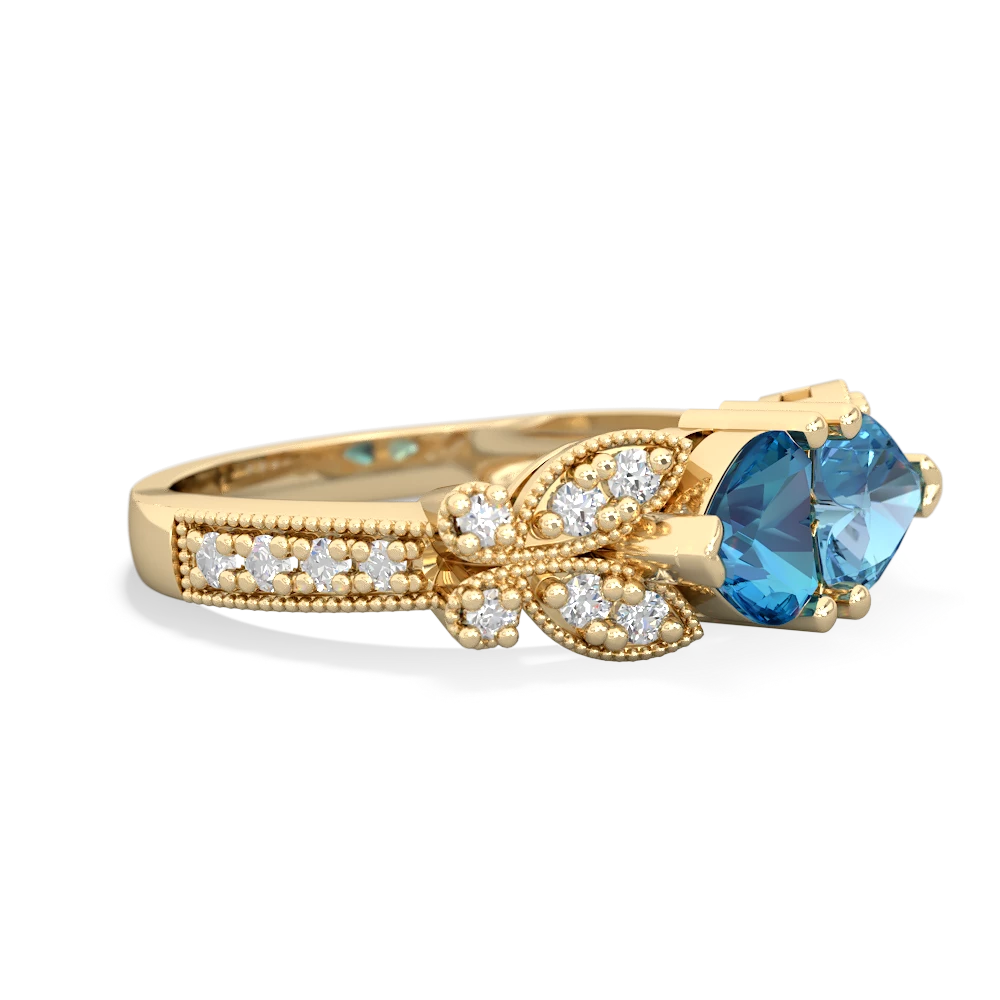 London Topaz Diamond Butterflies 14K Yellow Gold ring R5601