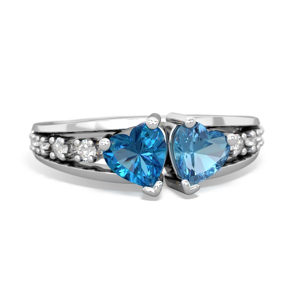 London Topaz Heart To Heart 14K White Gold ring R3342