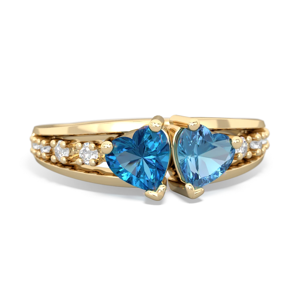 London Topaz Heart To Heart 14K Yellow Gold ring R3342