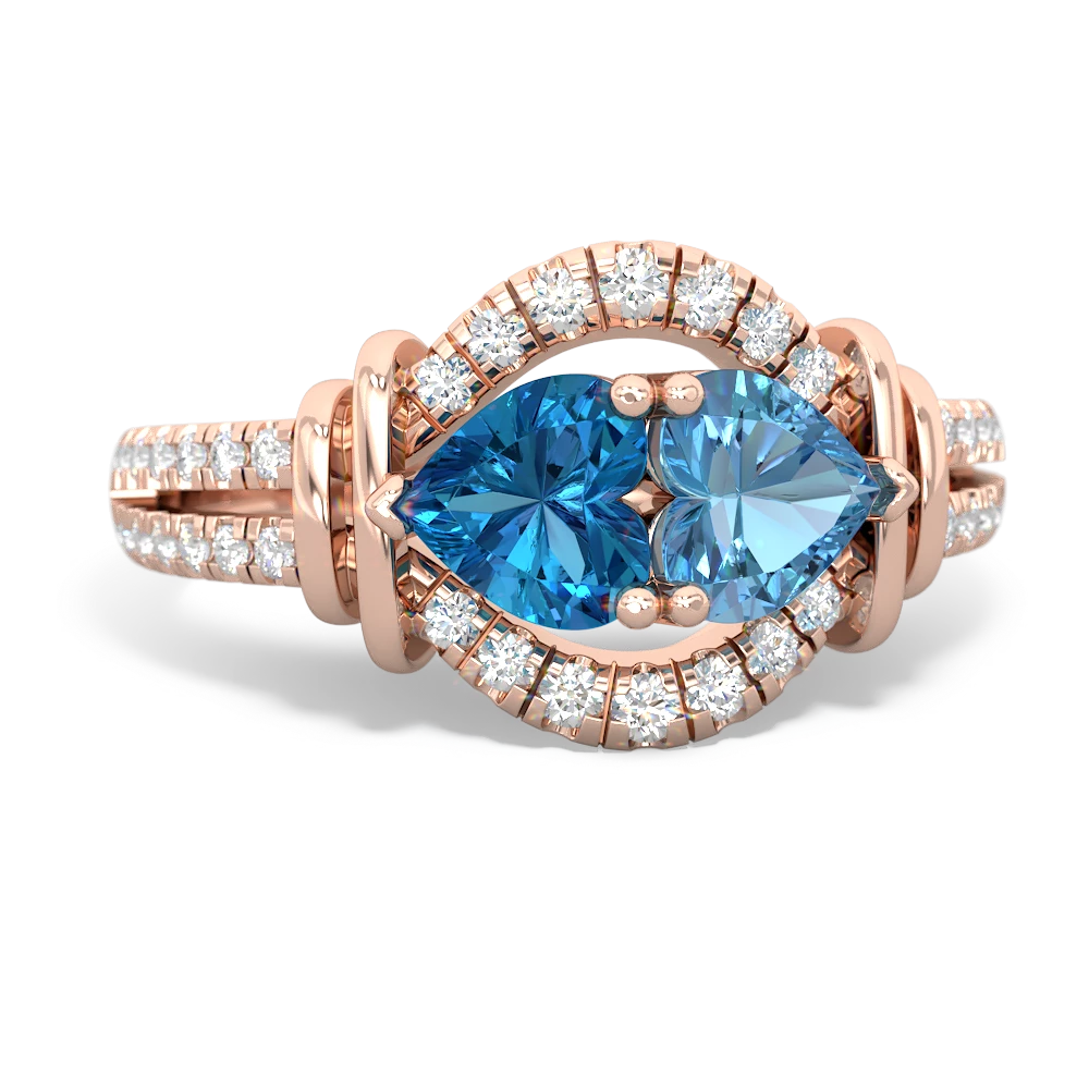 London Topaz Art-Deco Keepsake 14K Rose Gold ring R5630