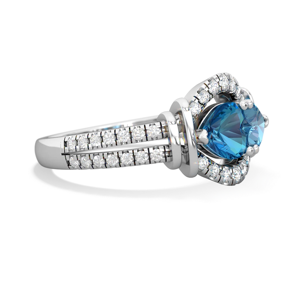 London Topaz Art-Deco Keepsake 14K White Gold ring R5630