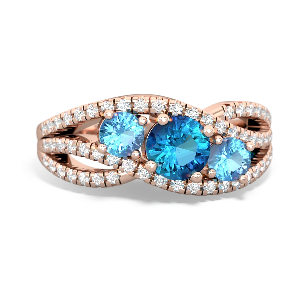 London Topaz Three Stone Aurora 14K Rose Gold ring R3080