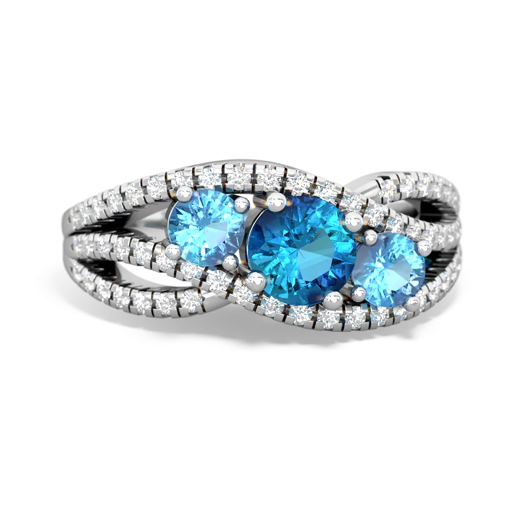 London Topaz Three Stone Aurora 14K White Gold ring R3080