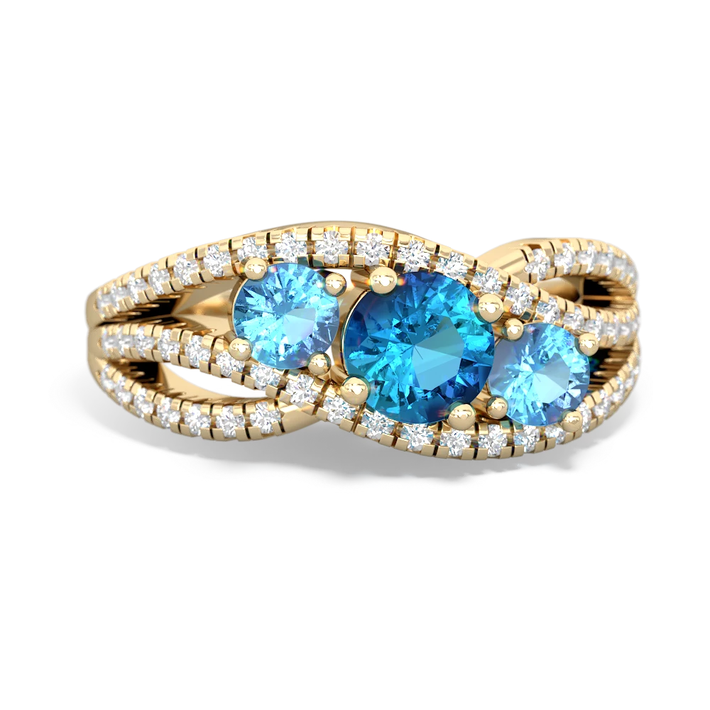 London Topaz Three Stone Aurora 14K Yellow Gold ring R3080