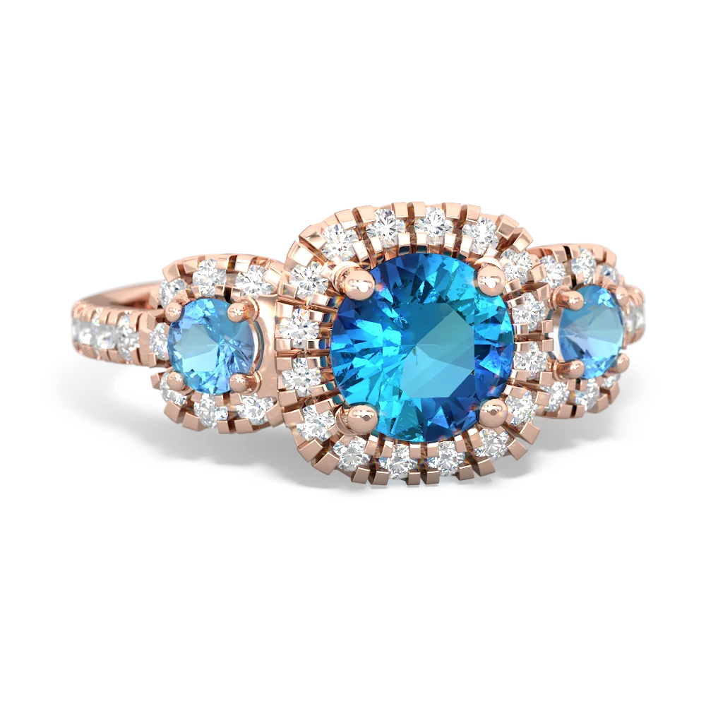 London Topaz Regal Halo 14K Rose Gold ring R5350