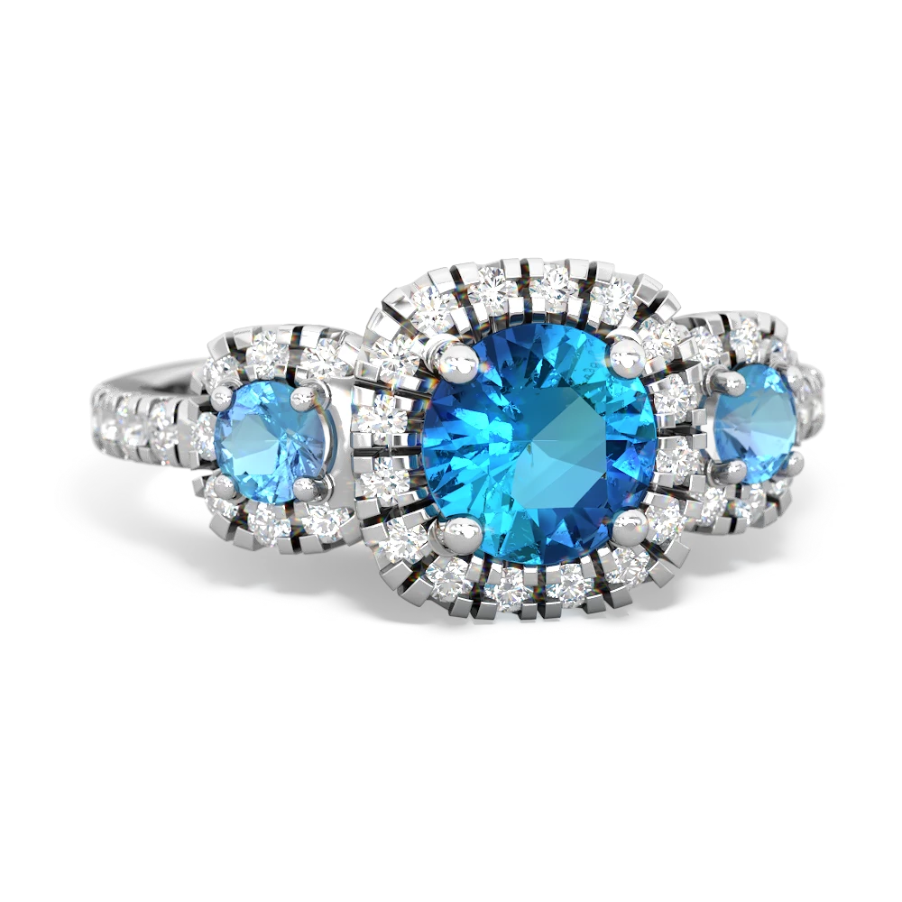 London Topaz Regal Halo 14K White Gold ring R5350