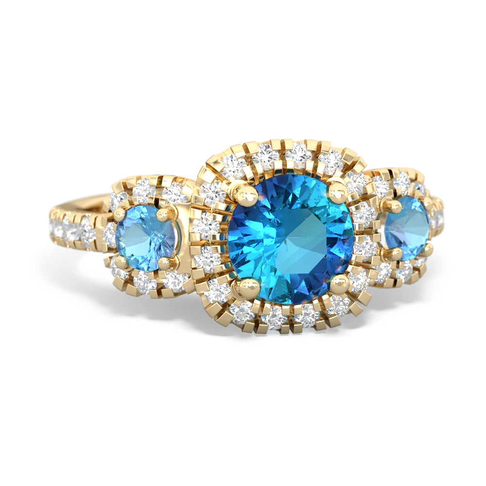 London Topaz Regal Halo 14K Yellow Gold ring R5350