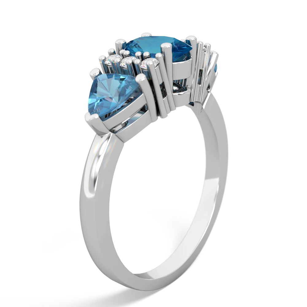 London Topaz Antique Style Three Stone 14K White Gold ring R2186