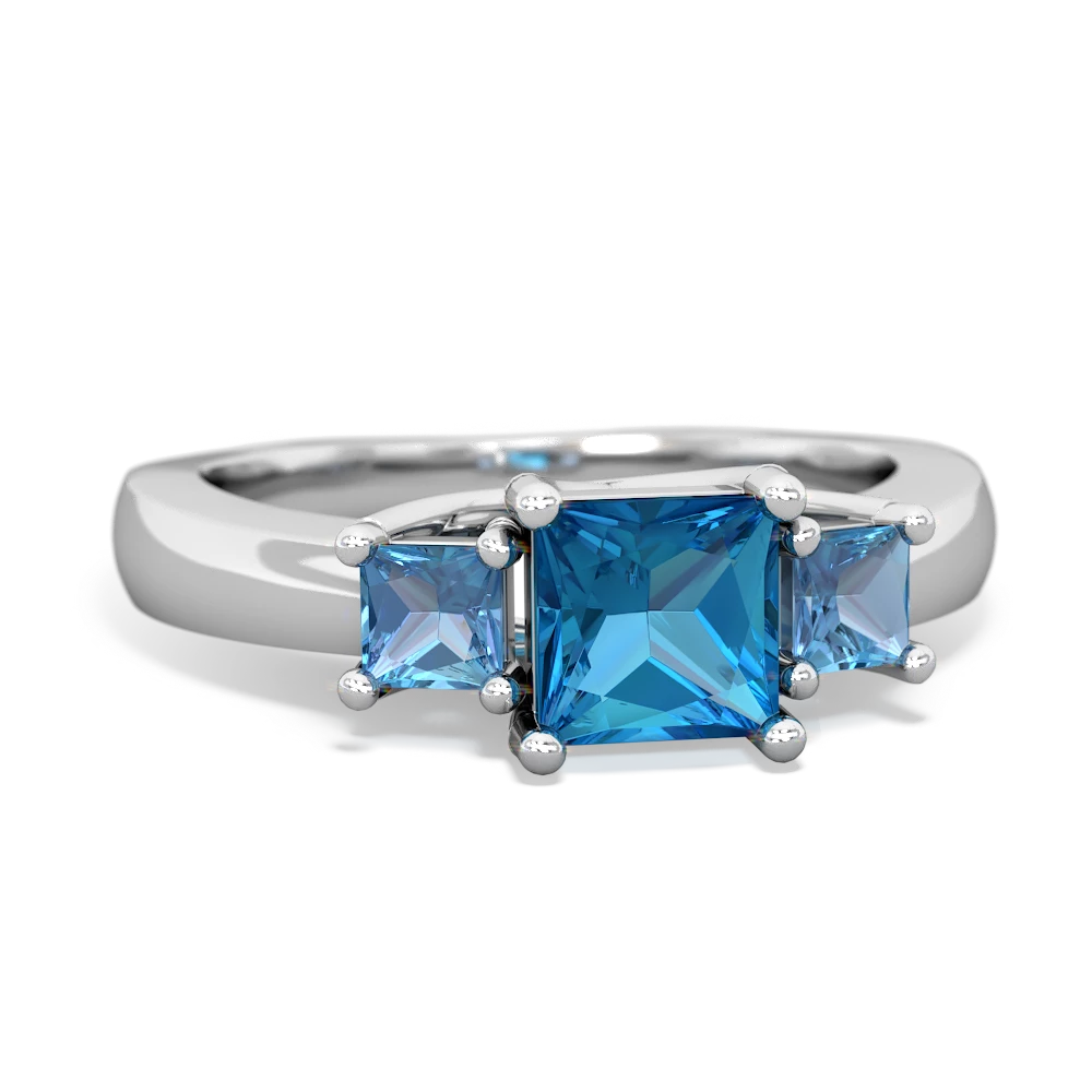 London Topaz Three Stone Trellis 14K White Gold ring R4015