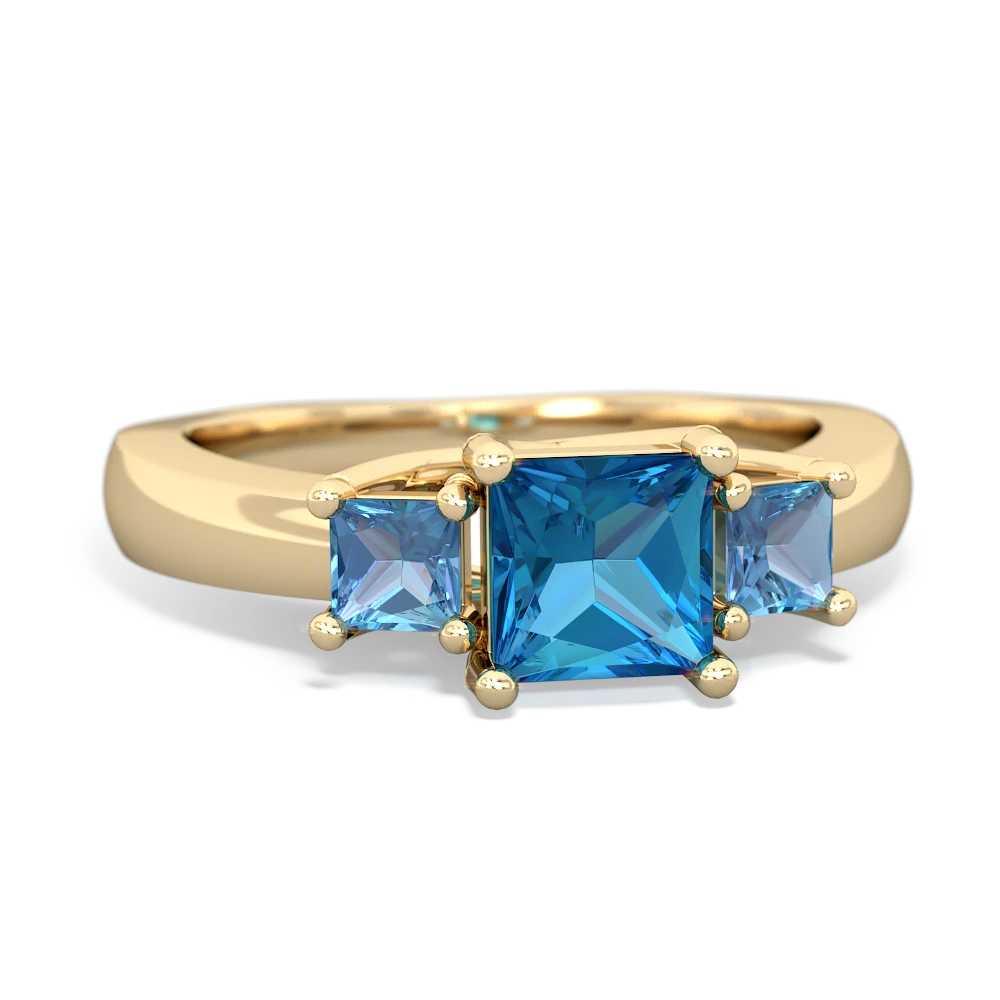 London Topaz Three Stone Trellis 14K Yellow Gold ring R4015