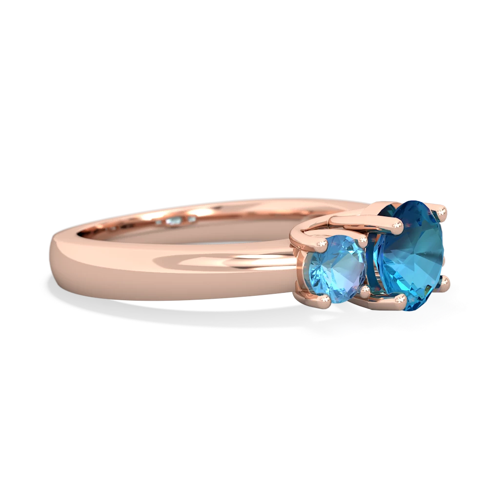 London Topaz Three Stone Round Trellis 14K Rose Gold ring R4018