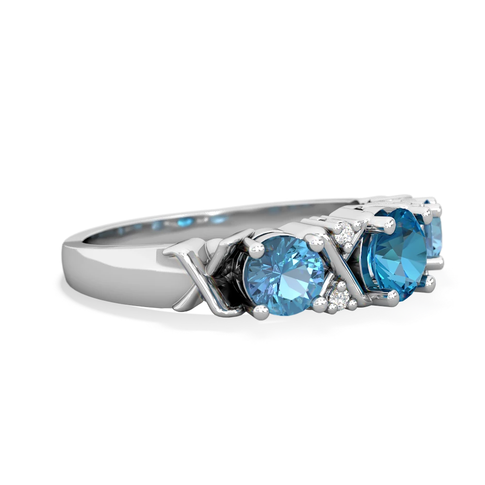 London Topaz Hugs And Kisses 14K White Gold ring R5016