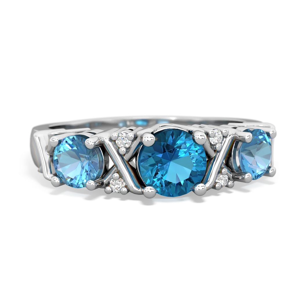 London Topaz Hugs And Kisses 14K White Gold ring R5016