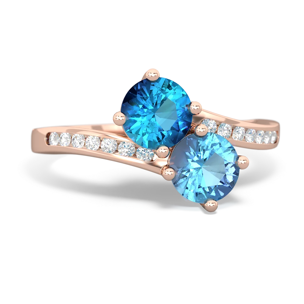 London Topaz Channel Set Two Stone 14K Rose Gold ring R5303