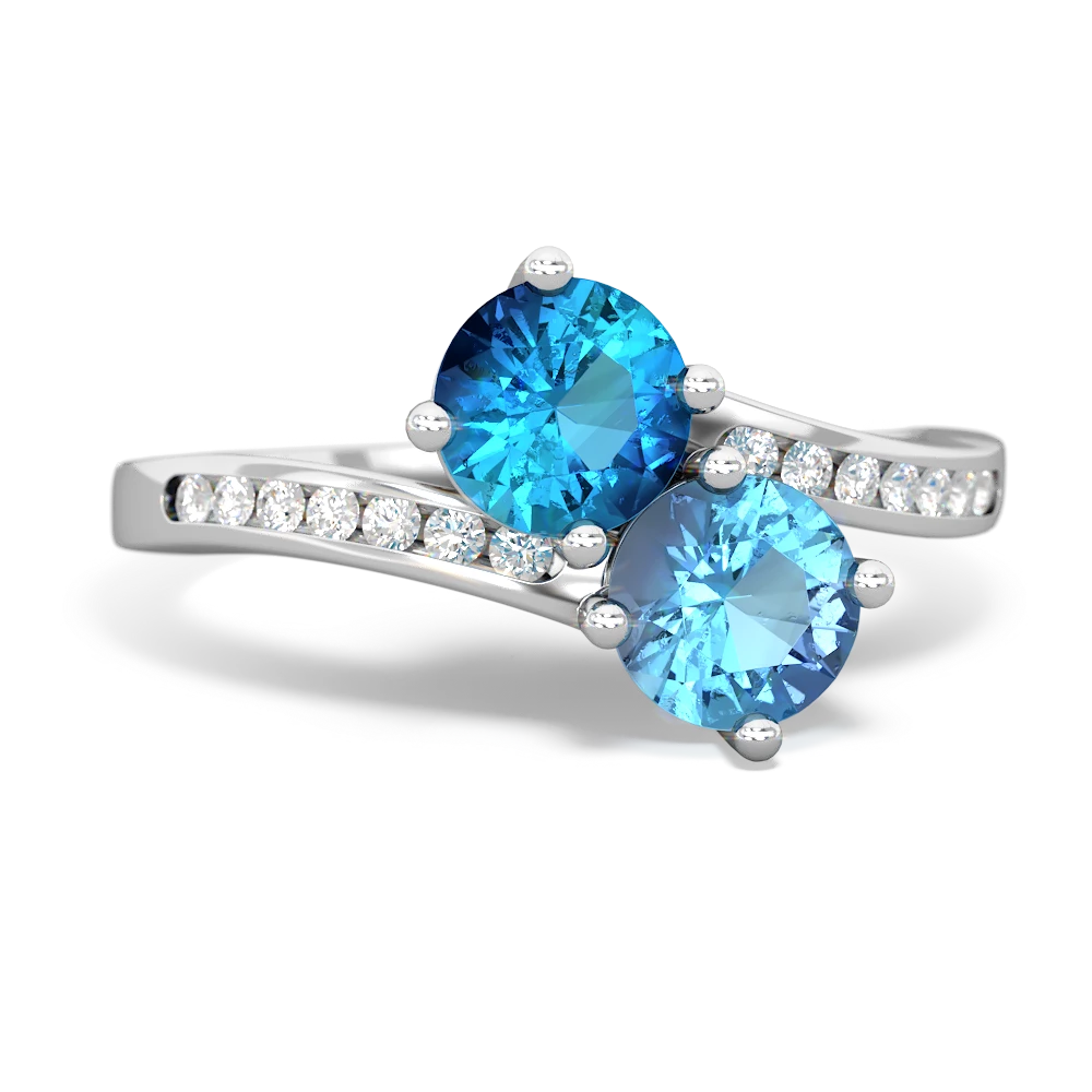 London Topaz Channel Set Two Stone 14K White Gold ring R5303