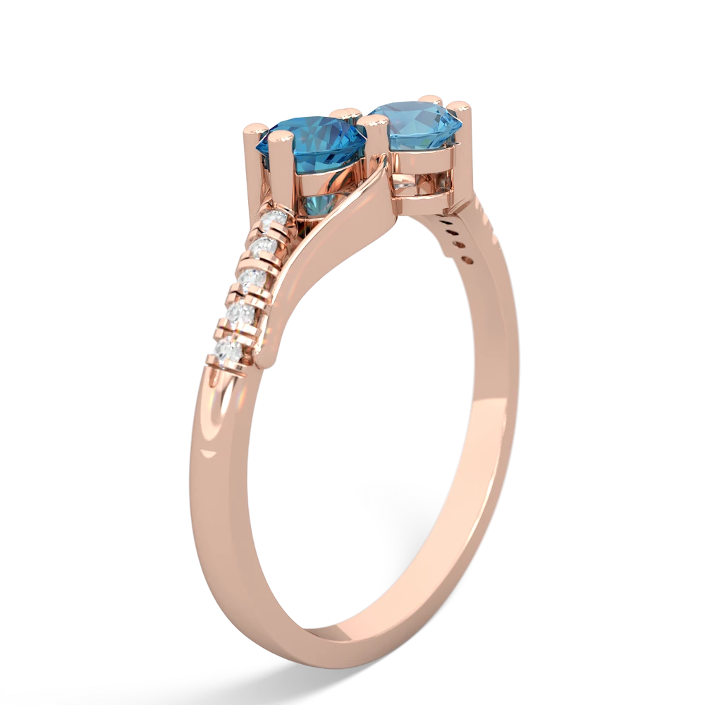 London Topaz Infinity Pave Two Stone 14K Rose Gold ring R5285