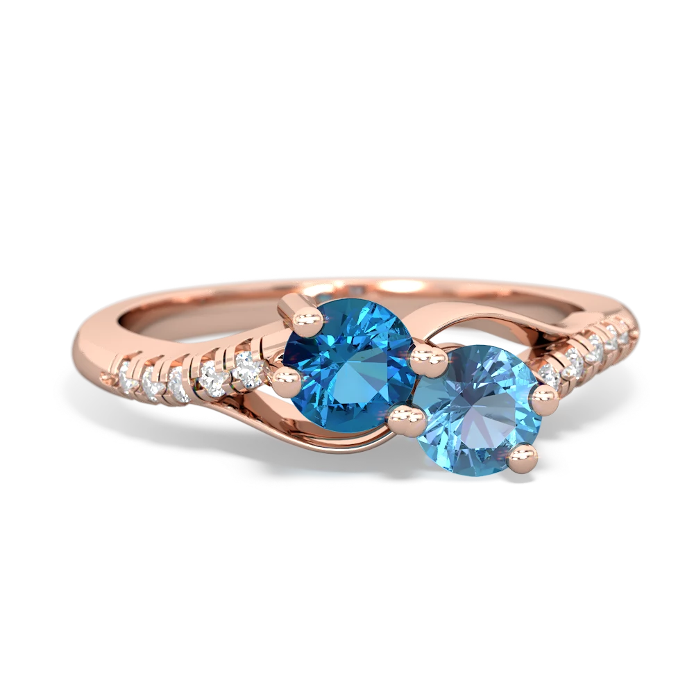 London Topaz Infinity Pave Two Stone 14K Rose Gold ring R5285