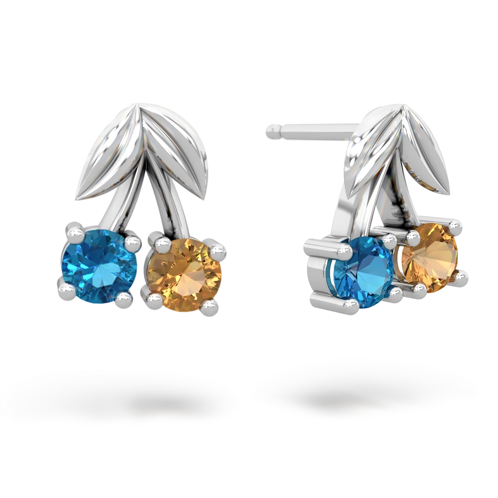 London Topaz Sweet Cherries 14K White Gold earrings E7001