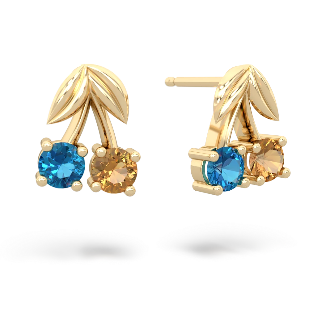 London Topaz Sweet Cherries 14K Yellow Gold earrings E7001