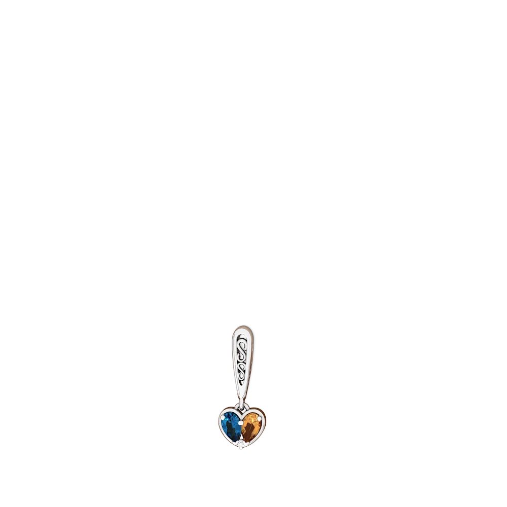 London Topaz Filligree Heart 14K White Gold earrings E5070