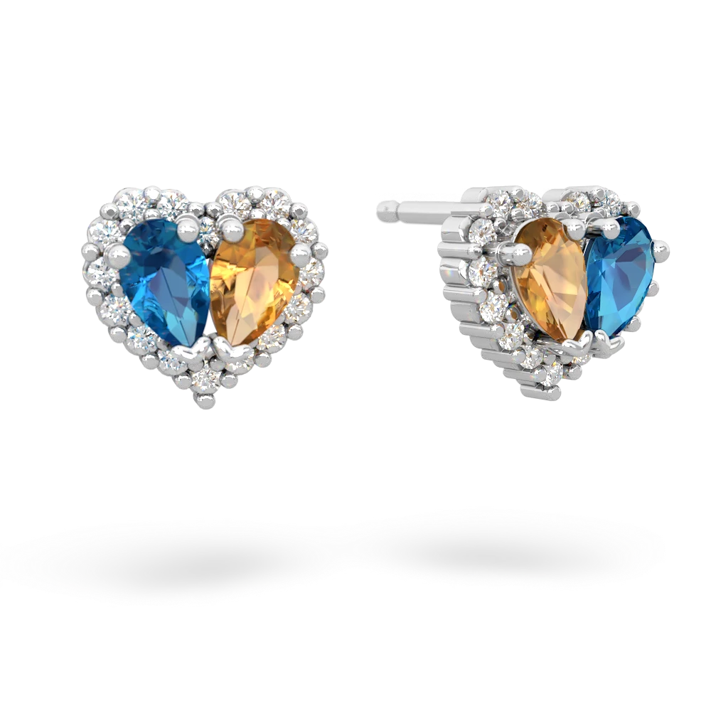 London Topaz Halo 14K White Gold earrings E7008
