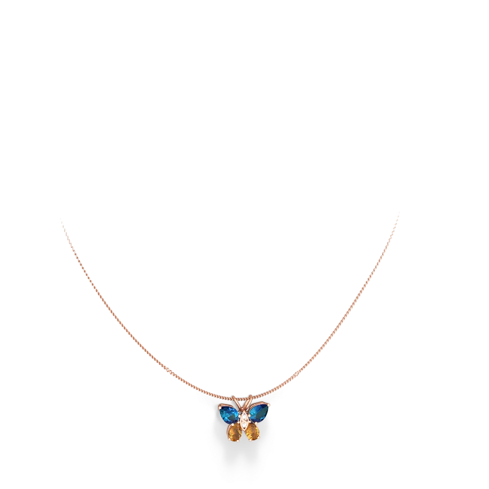 London Topaz Butterfly 14K Rose Gold pendant P2215