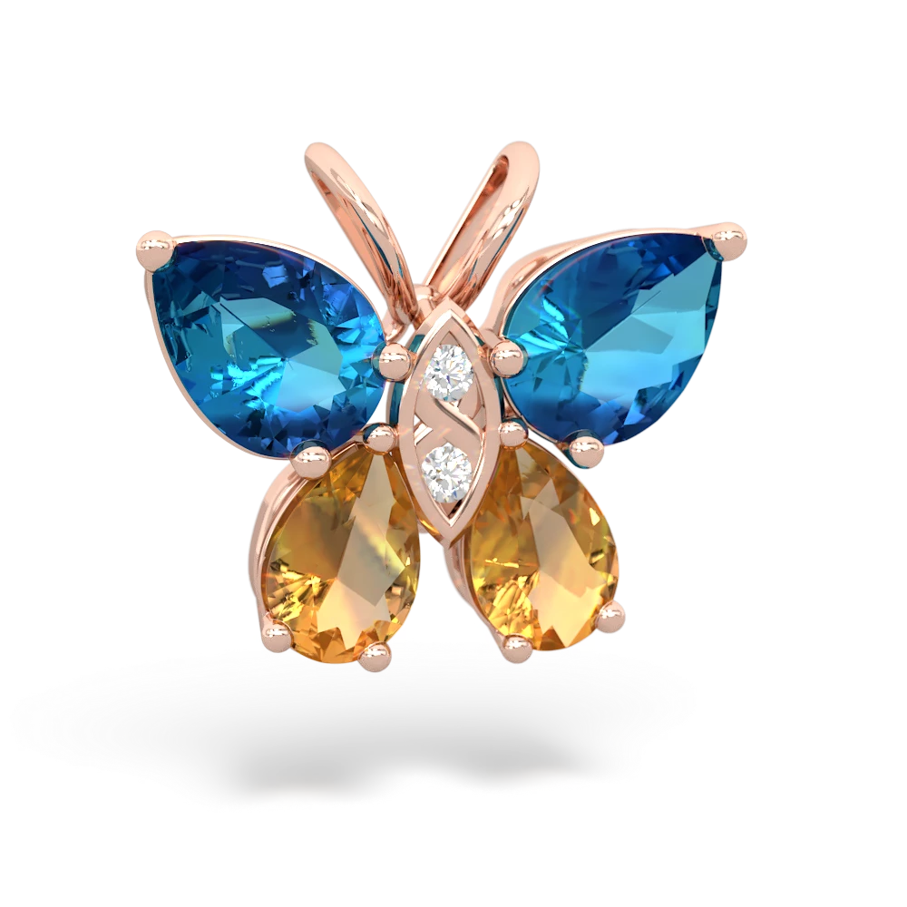 London Topaz Butterfly 14K Rose Gold pendant P2215