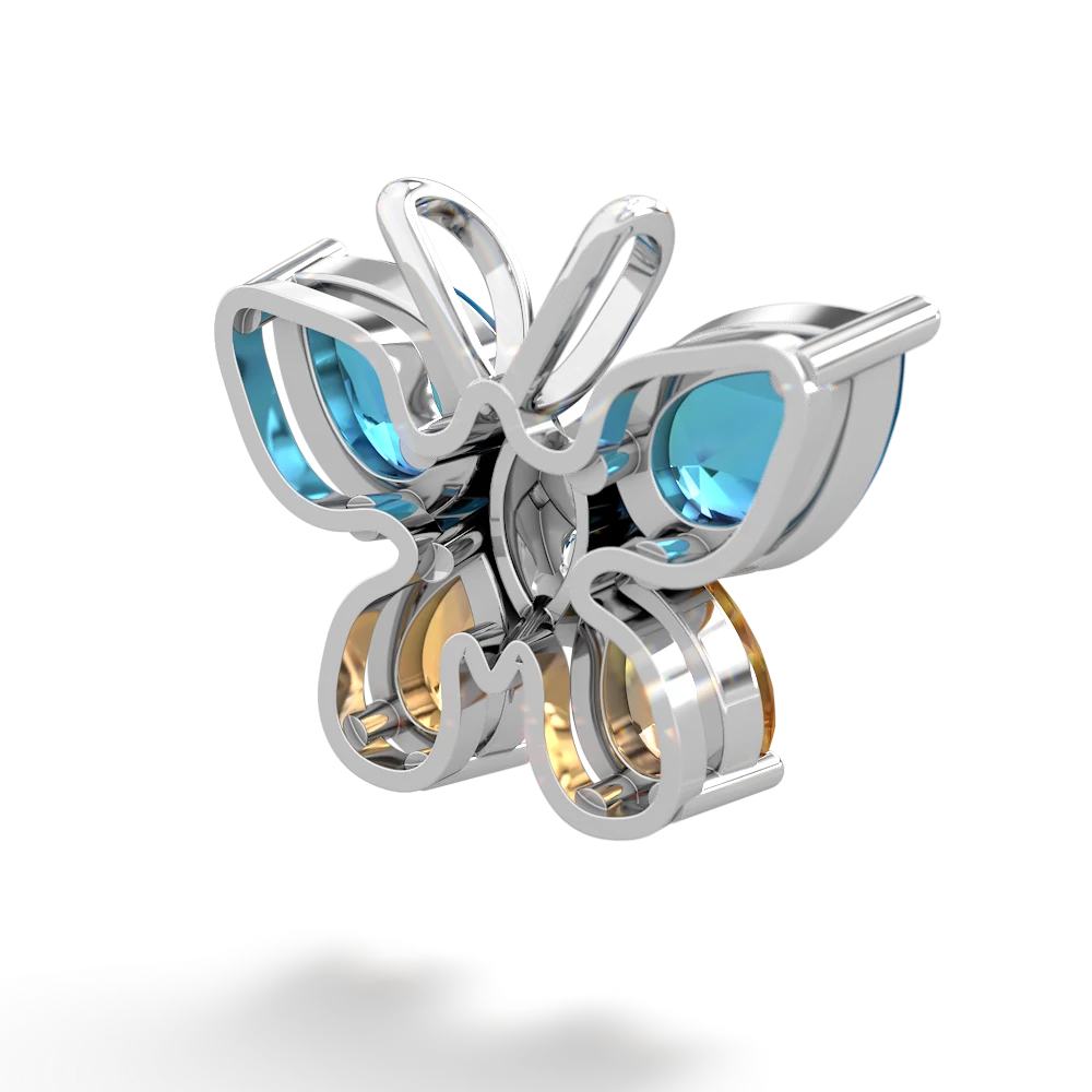 London Topaz Butterfly 14K White Gold pendant P2215