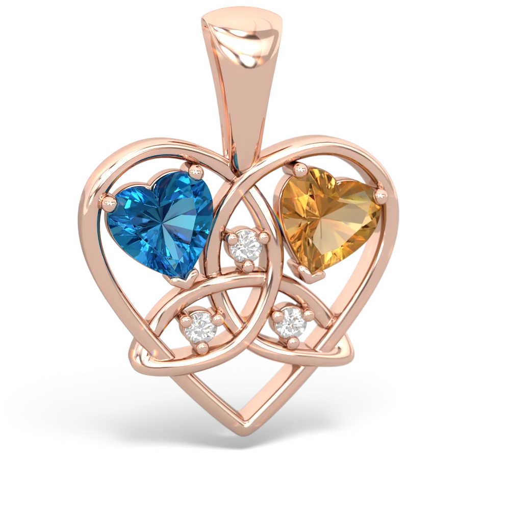 London Topaz Celtic Trinity Heart 14K Rose Gold pendant P5331