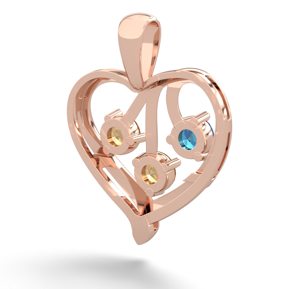 London Topaz Glowing Heart 14K Rose Gold pendant P2233